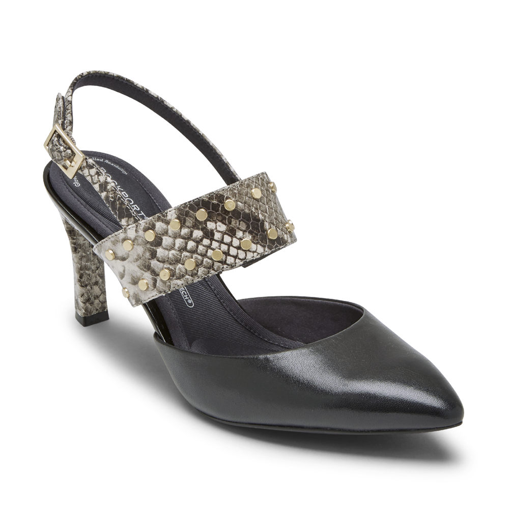 Rockport Singapore Womens Heels - Total Motion Sheehan Studded Black - IM7859602